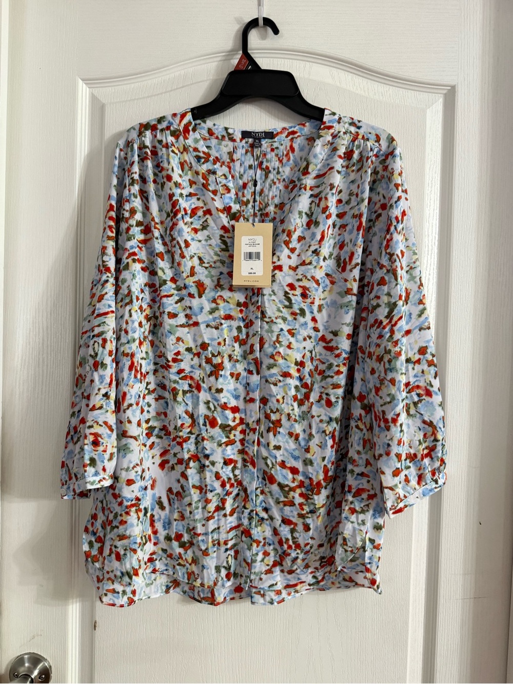 NYDJ Multicolor Abstract Brushstroke Blouse NWT Sz XL. SP-110